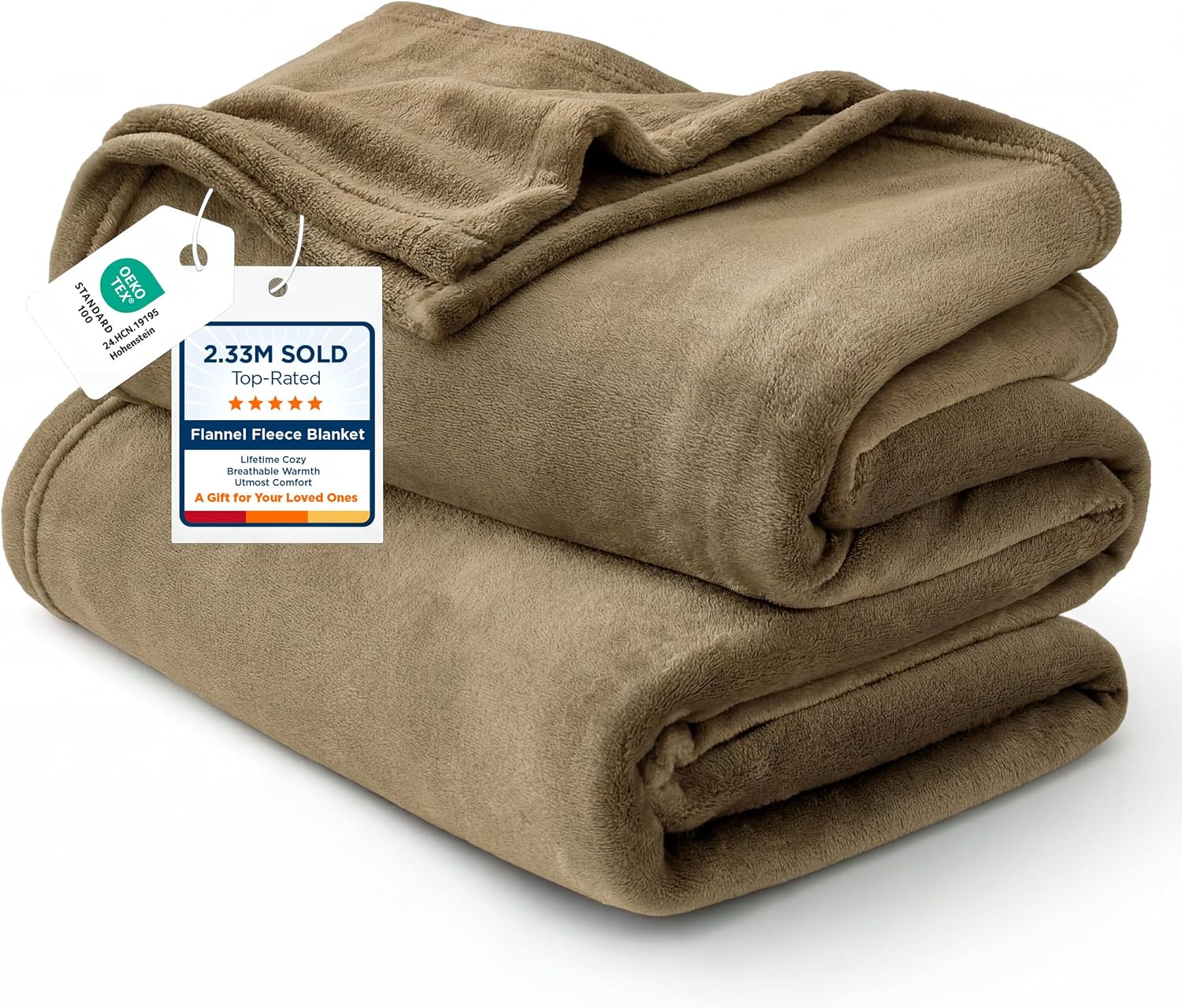 Detalle de Bedsure Camel Fleece Throw Blanket, 50 x 60 in, Lightweight and Soft
