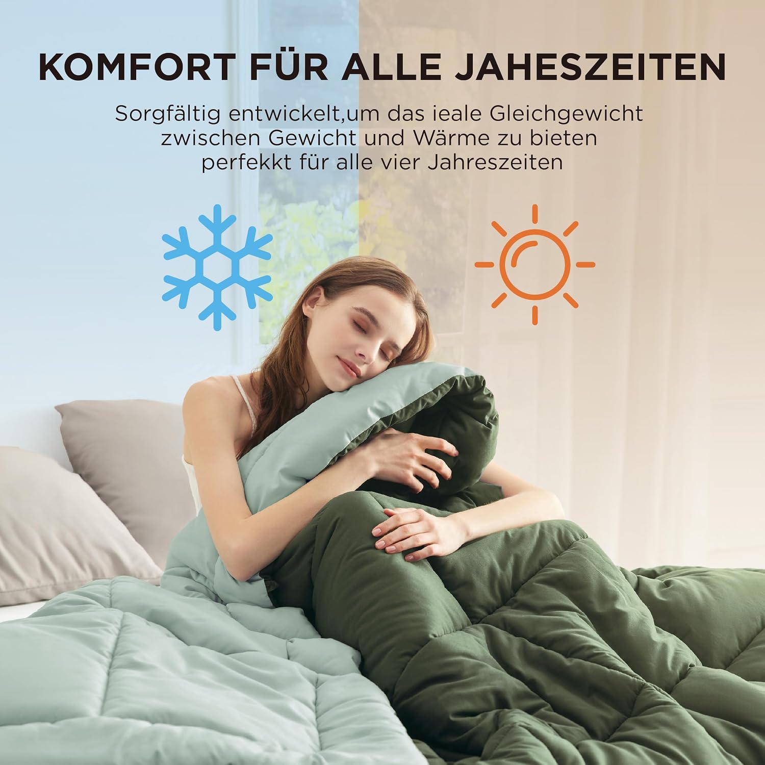 Thumbnail 4 de BEDSURE Bettdecke 240x220 ohne Bezug – Alljahresdecke 300GSM, Bronzegrün/Eisberggrün