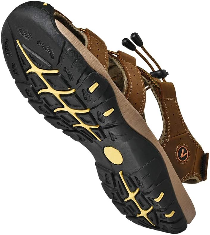 Detalle de ZYLDK Sports Outdoor Sandals for Men – Closed-Toe Leather Trekking Sandals