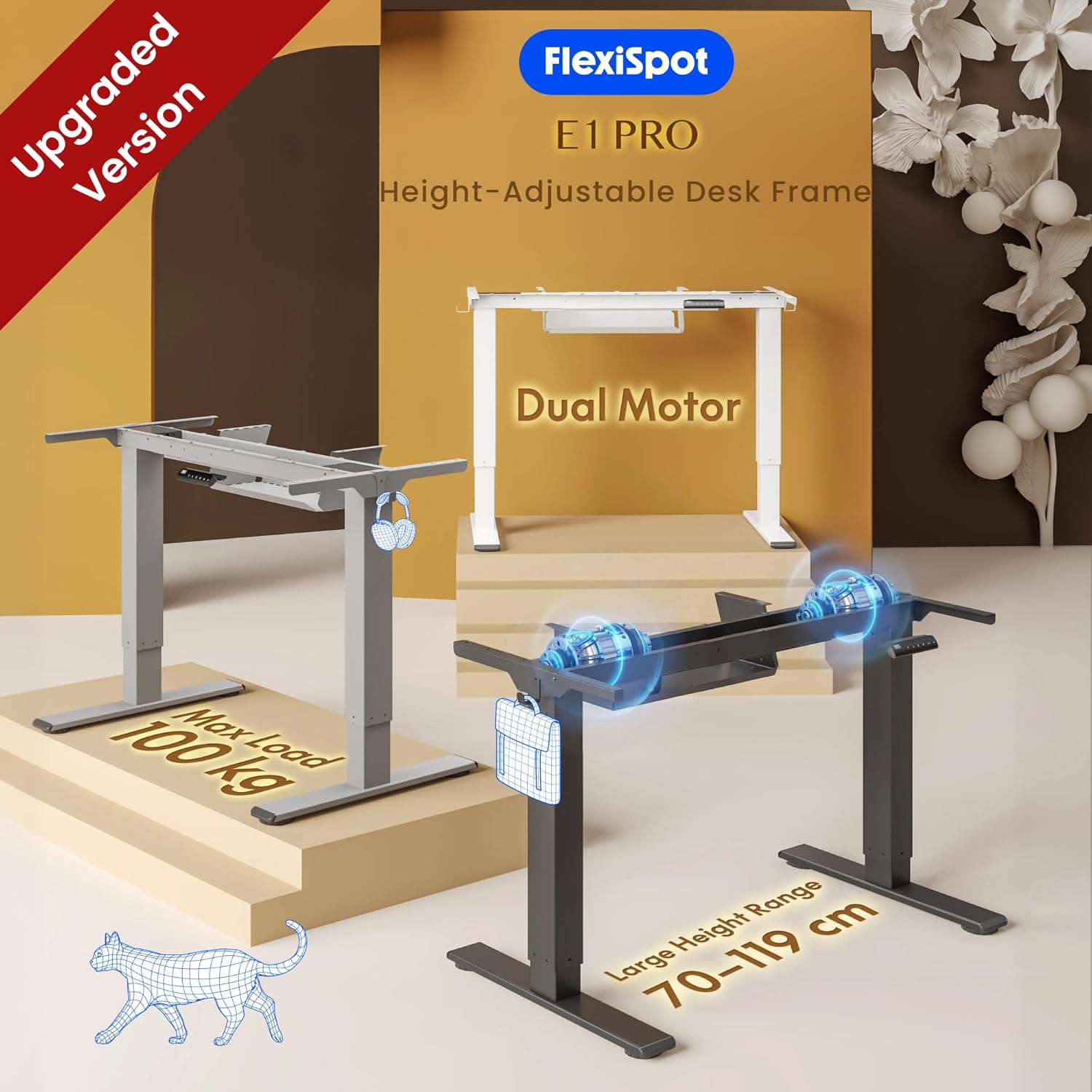 Thumbnail 2 de FLEXISPOT Höhenverstellbarer Schreibtisch 70–119 cm