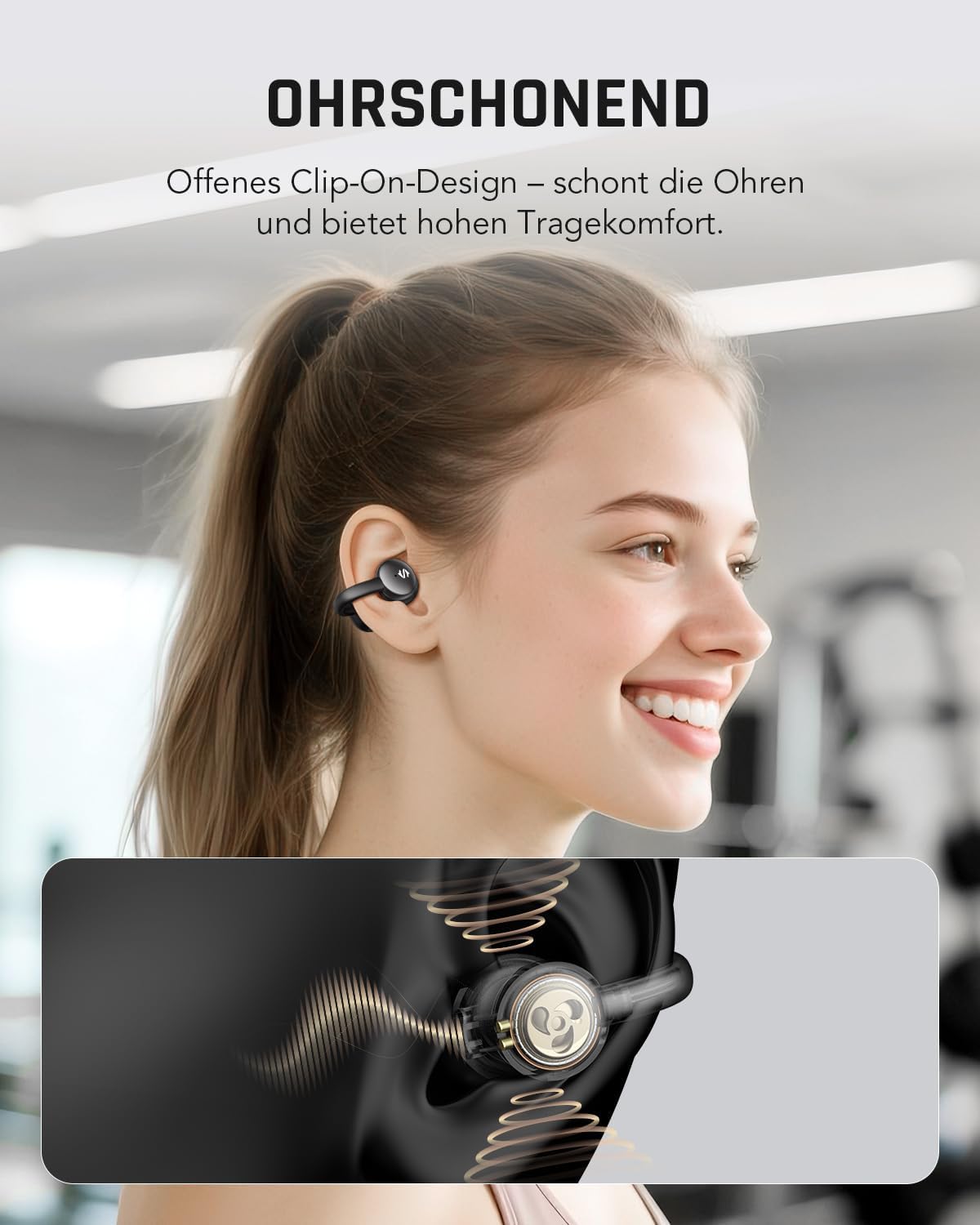 Detalle de Black Shark T19 Open Ear Kopfhörer – kabellos, leicht, 50 Std. Akku
