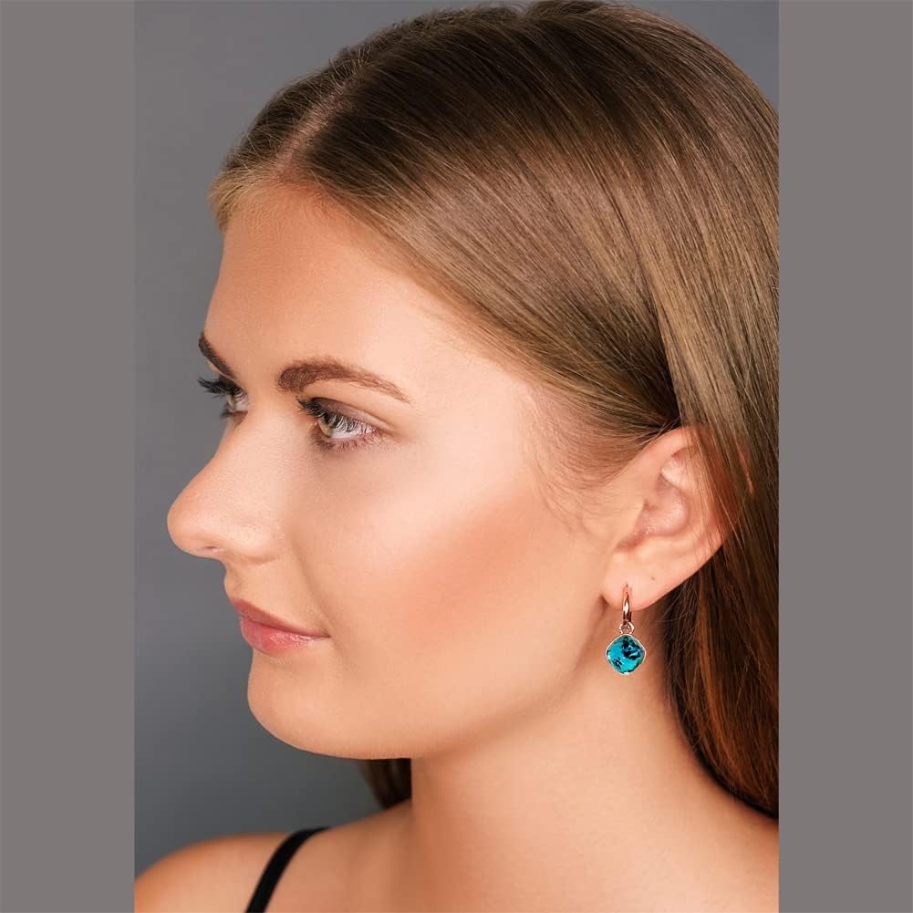 Thumbnail 1 de Rosegold Creolen Charm Anhänger – 925 Sterling Silber, Markenkristalle, Indicolite, gefertigt in Deutschland