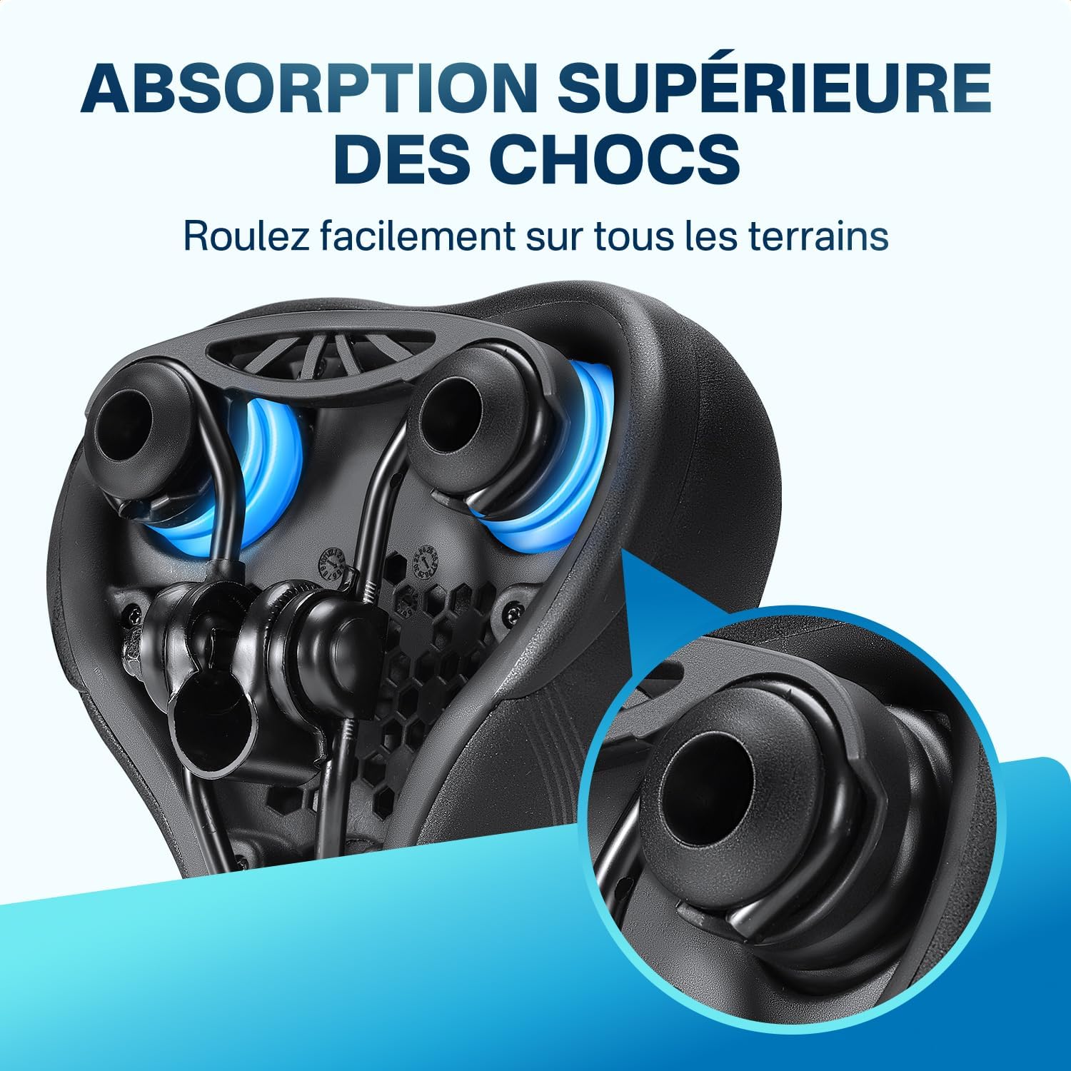 Detalle de Selle de Vélo Ultra Confort YOUNGDO – Étanche, Ergonomique et Respirante