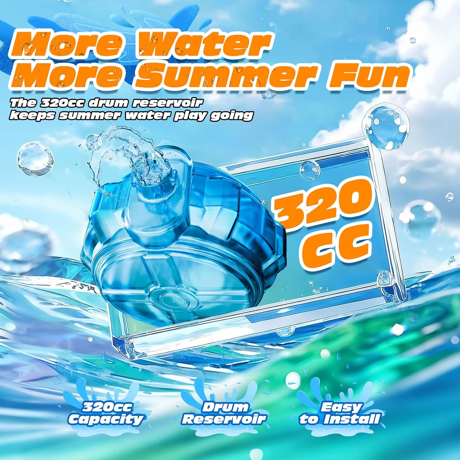 Detalle de Tecnock 2 Pack Electric Water Guns: Light-Up, USB Rechargeable Blasters for Summer Fun