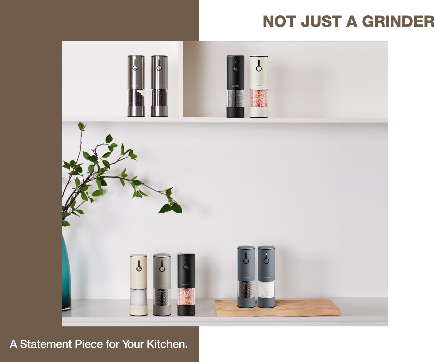 Thumbnail 5 de Black stainless steel electric salt and pepper grinder set with dust cover – rechargeable automatic pepper mill (2 pack)