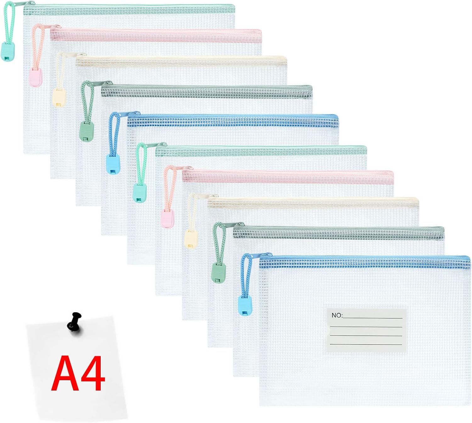 Detalle de Vicloon 10pcs A4 plastic document wallets