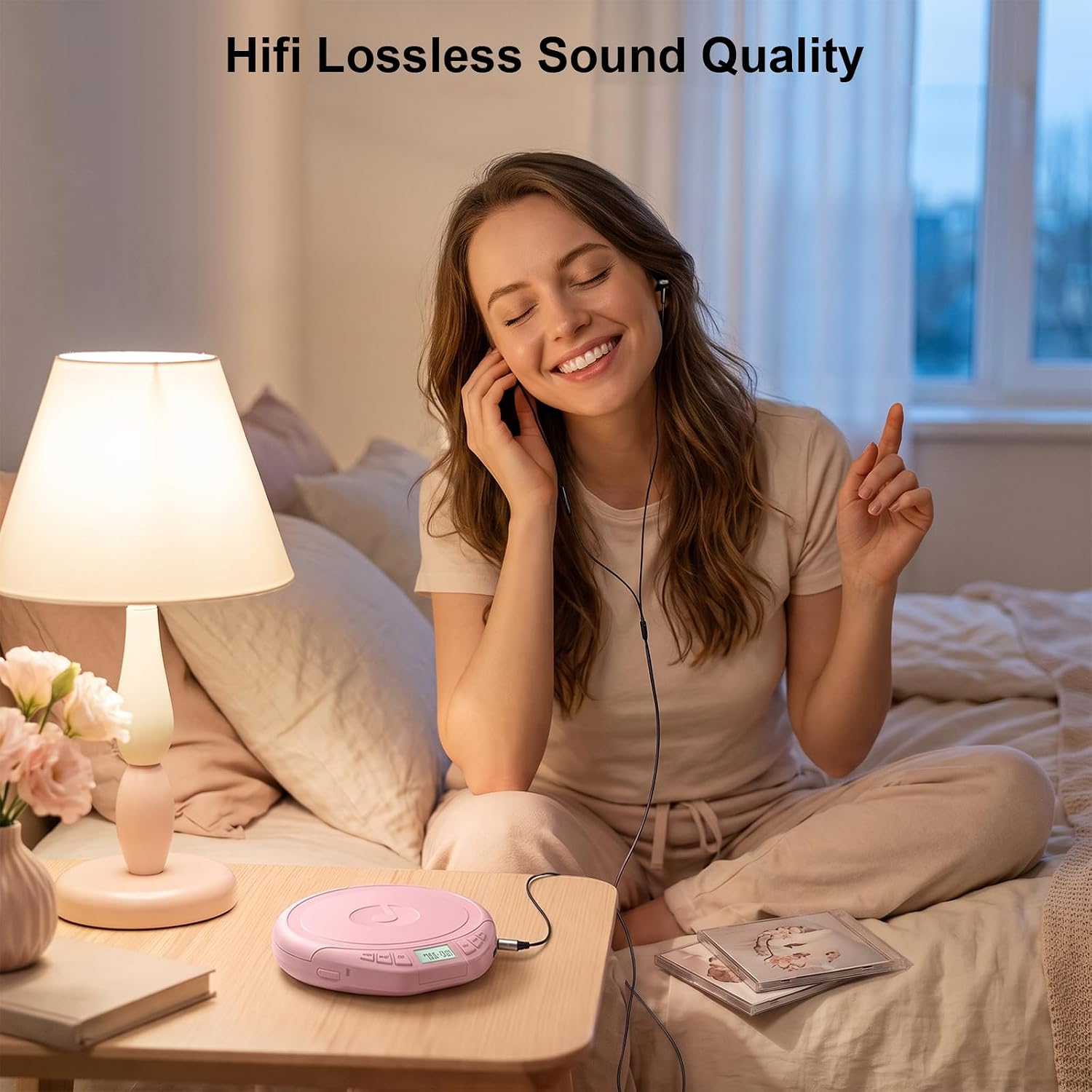 Detalle 2 de Gueray H-01 Portable CD Player with LCD, Anti-Skip and AUX