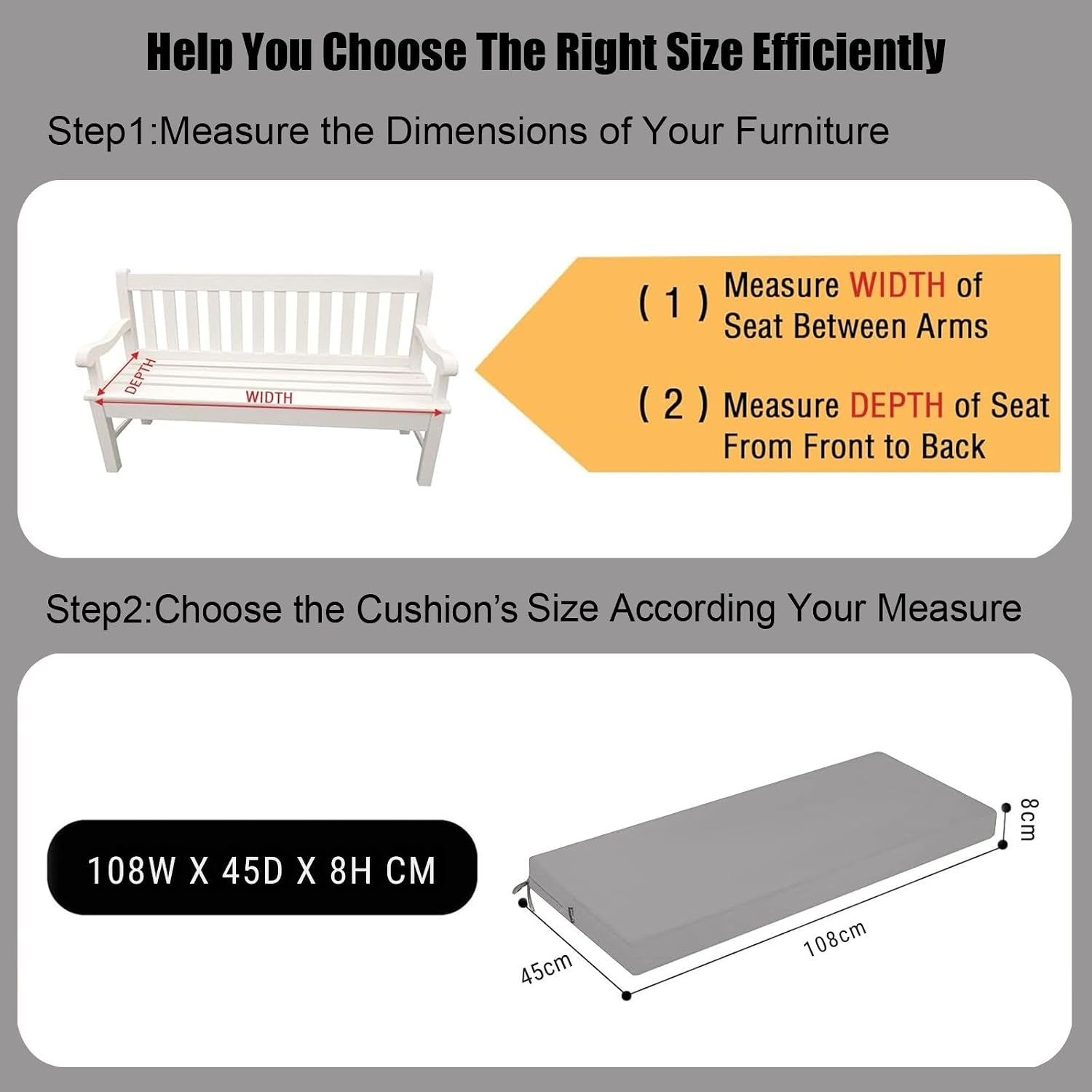 Thumbnail 2 de PRIMEPATIO 8cm Outdoor Bench Cushion