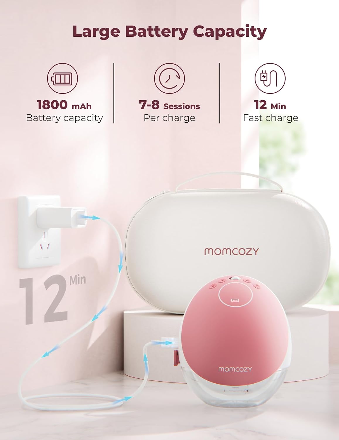 Thumbnail 3 de Momcozy M9 Hands-Free Breast Pump: Portable Double Electric Pump with Mobile Flow and 15 Suction Levels