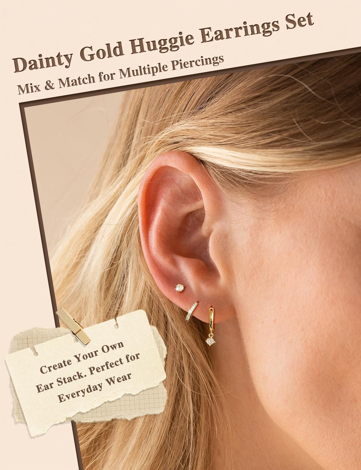 Detalle de Freekiss Hoop Earrings, 14K Gold-Plated Brass
