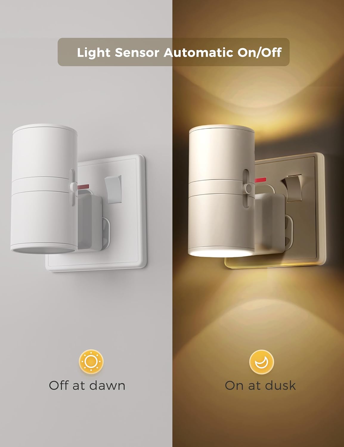 Detalle 2 de LOHAS-LED Night Light Plug in Wall (2 Pack) – Dusk to Dawn, 0–100LM, 3000K Warm White