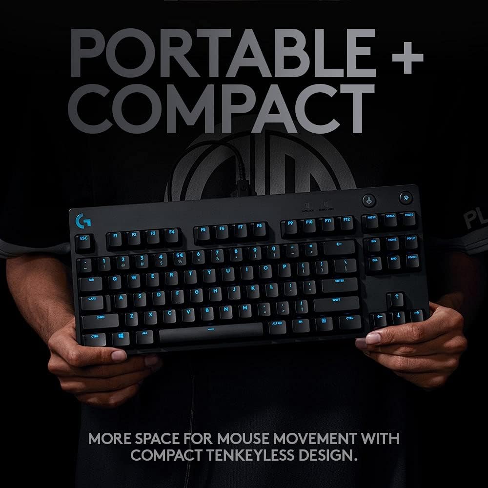Detalle 2 de Logitech G PRO Mechanical Gaming Keyboard (Tenkeyless) with GX Blue Clicky Switches & LIGHTSYNC RGB – QWERTY UK, Black