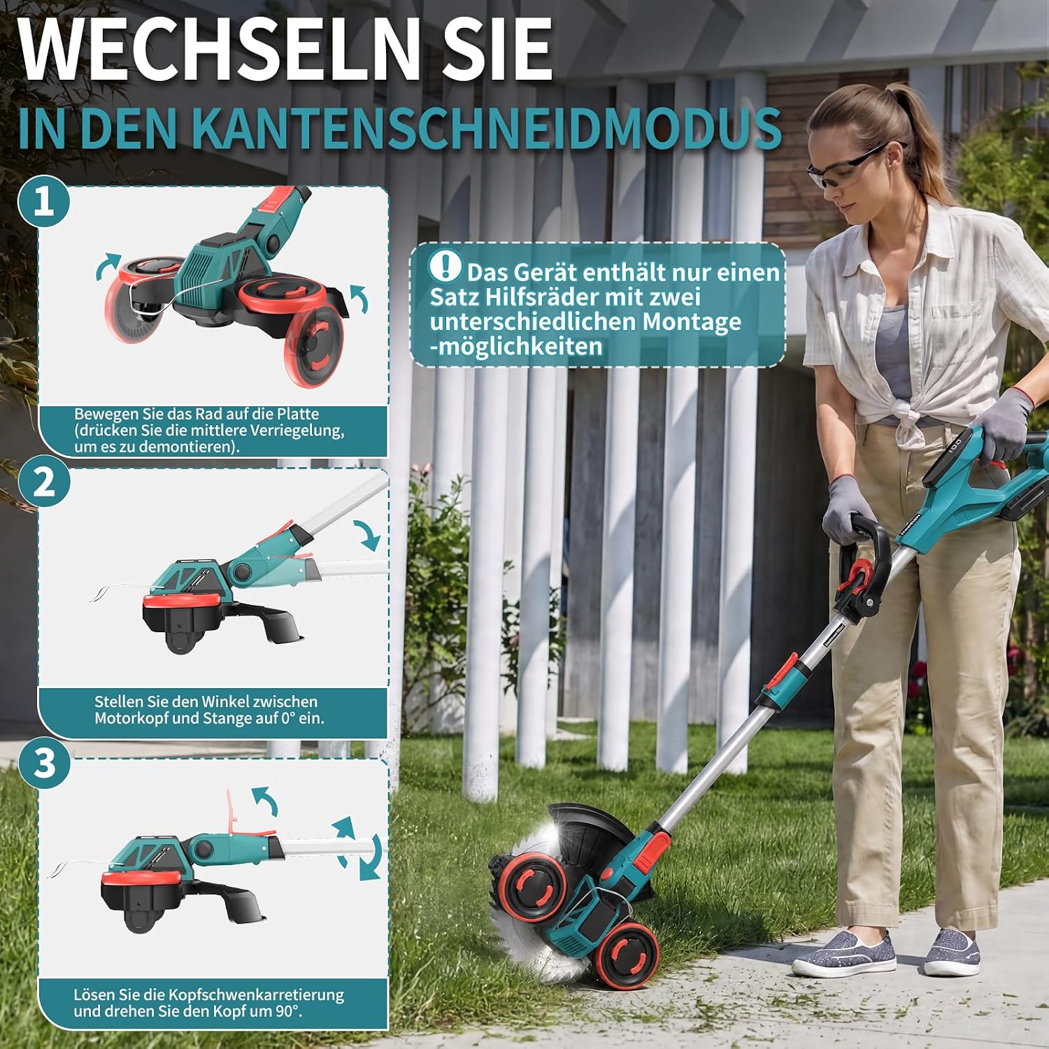 Thumbnail 6 de Rasentrimmer mit Akku 21V – Makita-Kompatibel, 5-in-1 inklusive Unkrautbürste, 2 × 4,0Ah, 900W bürstenloser Motor
