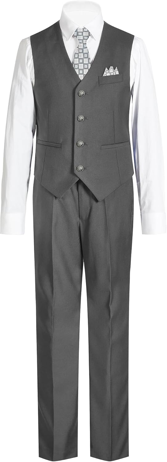 Thumbnail 3 de Marvelous Kids Boys’ 6-Piece Formal Slim Fit Suit Set (Vest, Pants, Shirt, Tie, Pocket Square, Bow Tie)