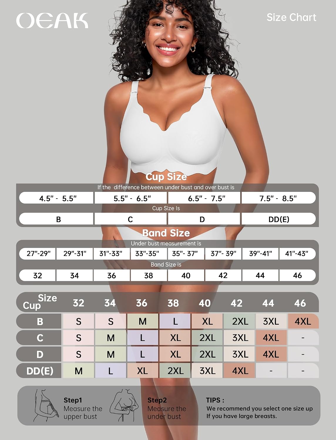 Detalle de OEAK Seamless Wireless Push-Up Bra with Scalloped Design — Full Coverage Everyday Essential