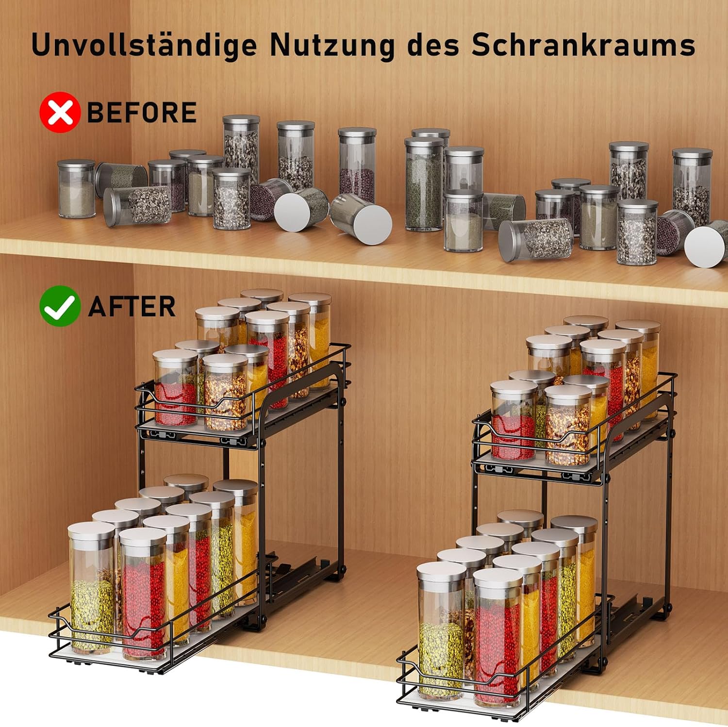 Thumbnail 2 de MAYZOLOP 2-Tier Pull-Out Spice Rack