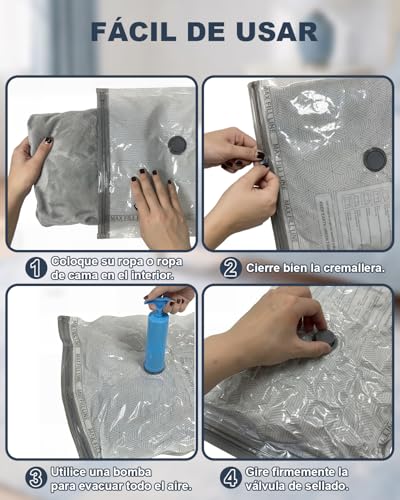 Thumbnail 7 de Raplink Juego de 4 Bolsas de Vacío para Ropa con Bomba Manual 50×40 cm