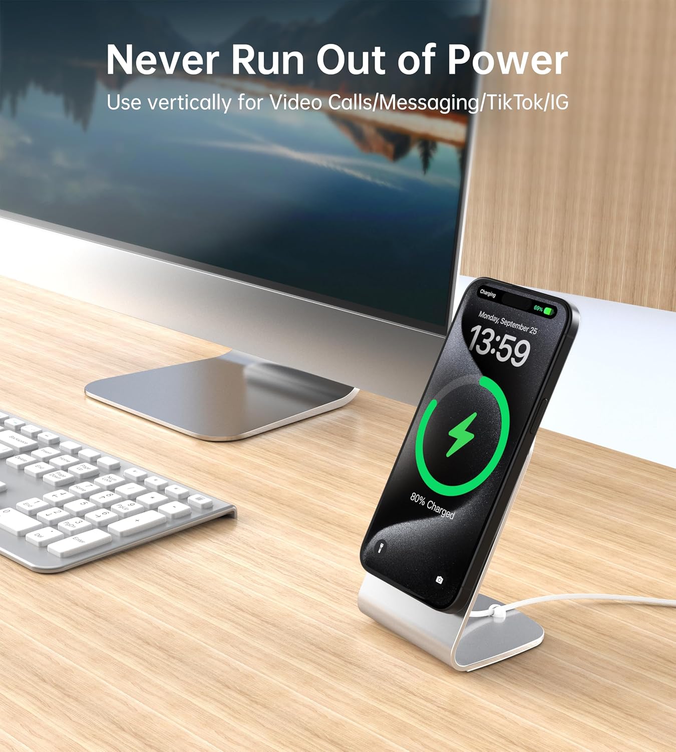 Thumbnail 6 de Kabysio ZY-MIX00117-US Magnetic Wireless Charger Stand, Aluminum, 15W