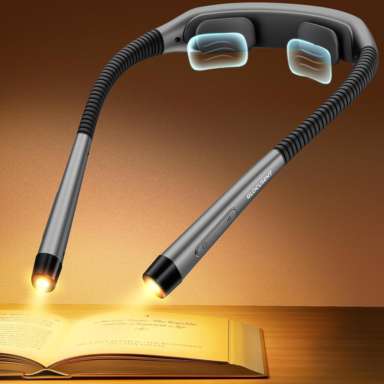 Detalle de Glocusent lampes tour de cou pour la lecture – 3 couleurs et 5 niveaux de luminosité, autonomie longue et minuterie
