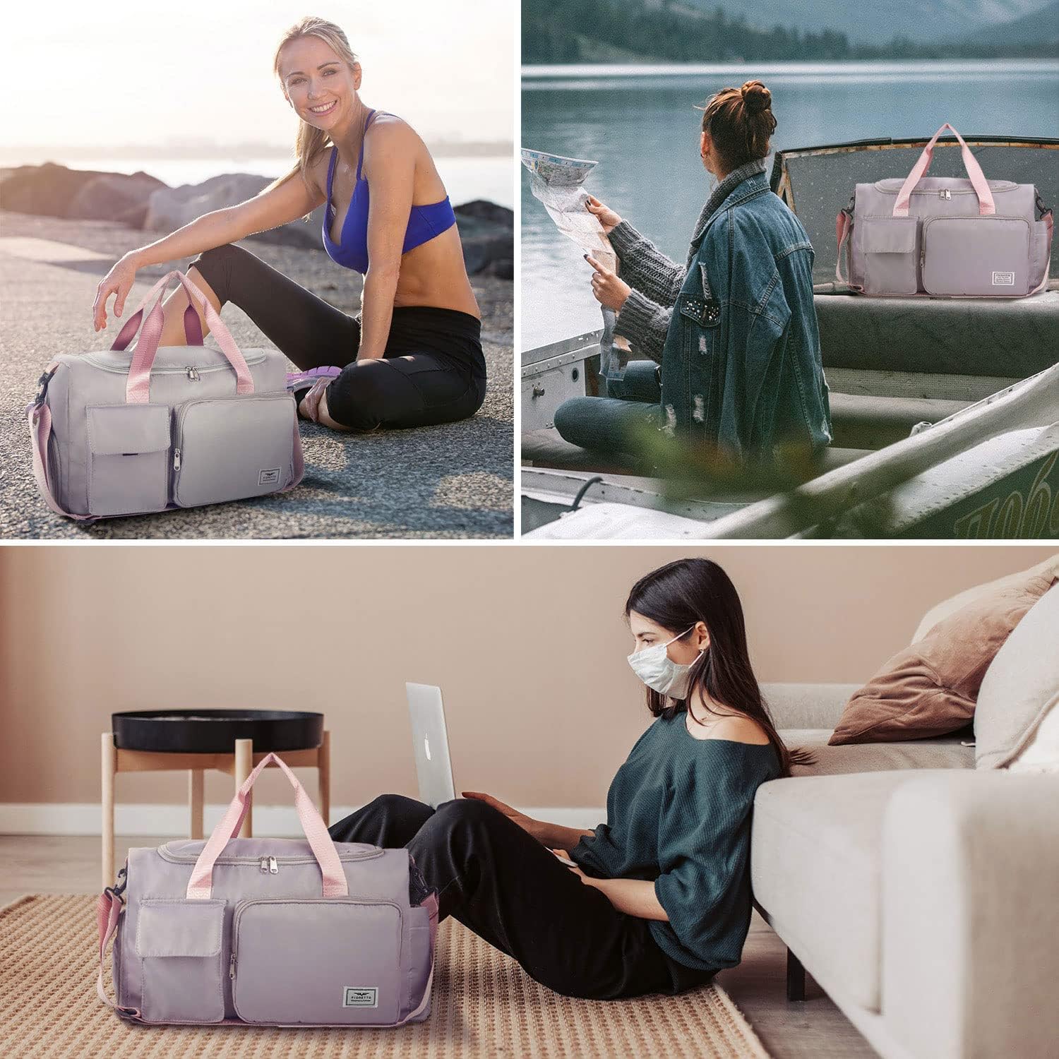 Thumbnail 6 de Fioretto water-resistant sports gym duffle bag with shoes compartment and wet/dry pocket (45 x 24 x 28 cm, 30L)