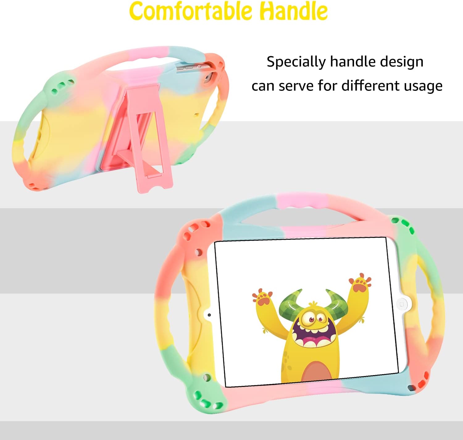 Detalle de TopEsct Kids Case for 7.9-inch iPad Mini (All generations up to 5th) – Rainbow Silicone Shockproof Cover with Handle, Stand & Strap