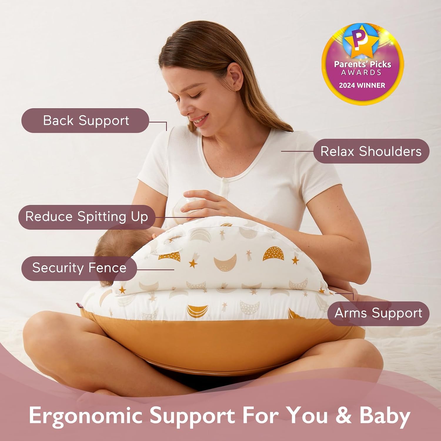 Thumbnail 1 de momcozy Nursing Pillow for Petite Mums with Safety Fence and Removable Cover – Starry Moon