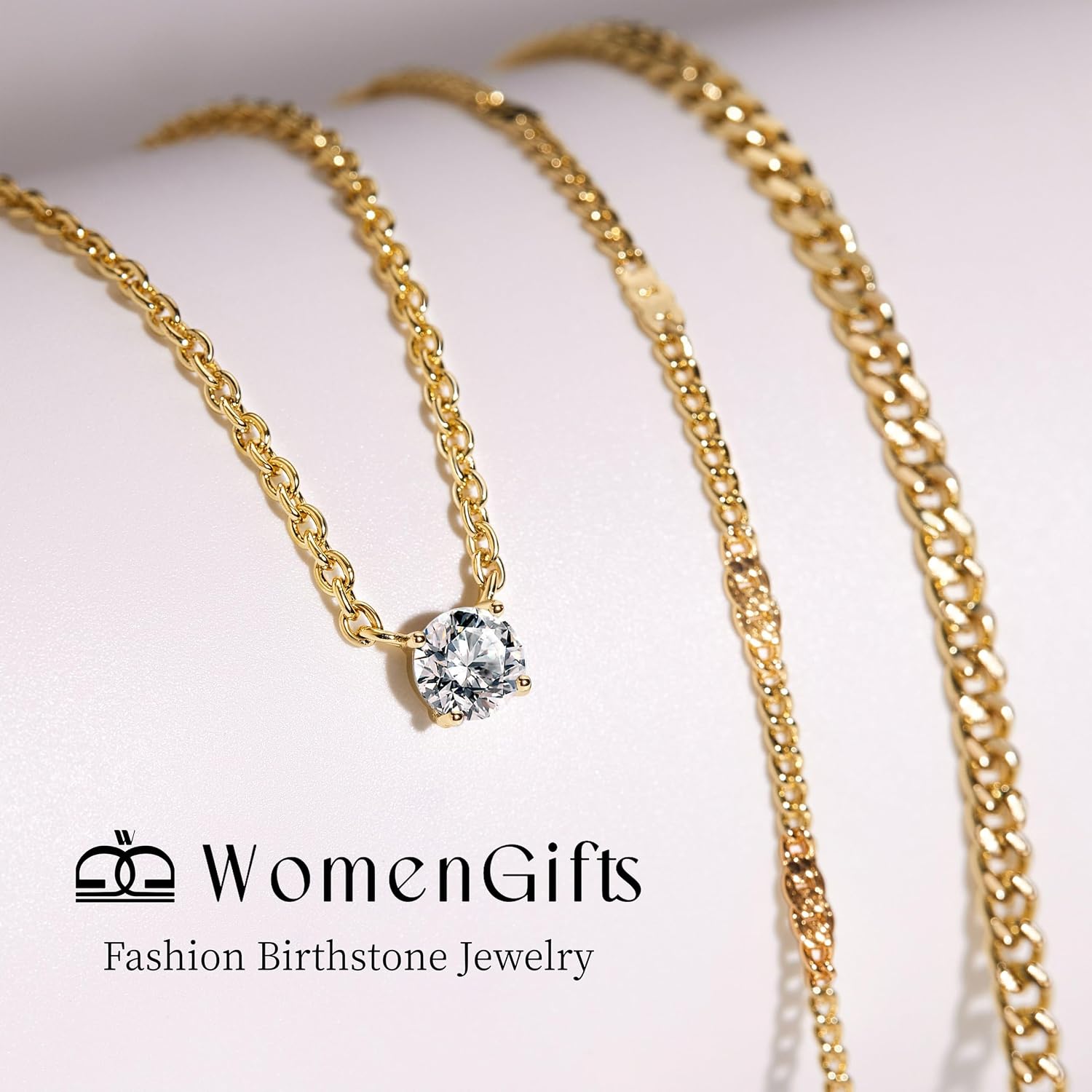 Detalle de WomenGifts Layered Gold Necklaces for Women – 14K Gold Plated Sterling Silver Layered Set