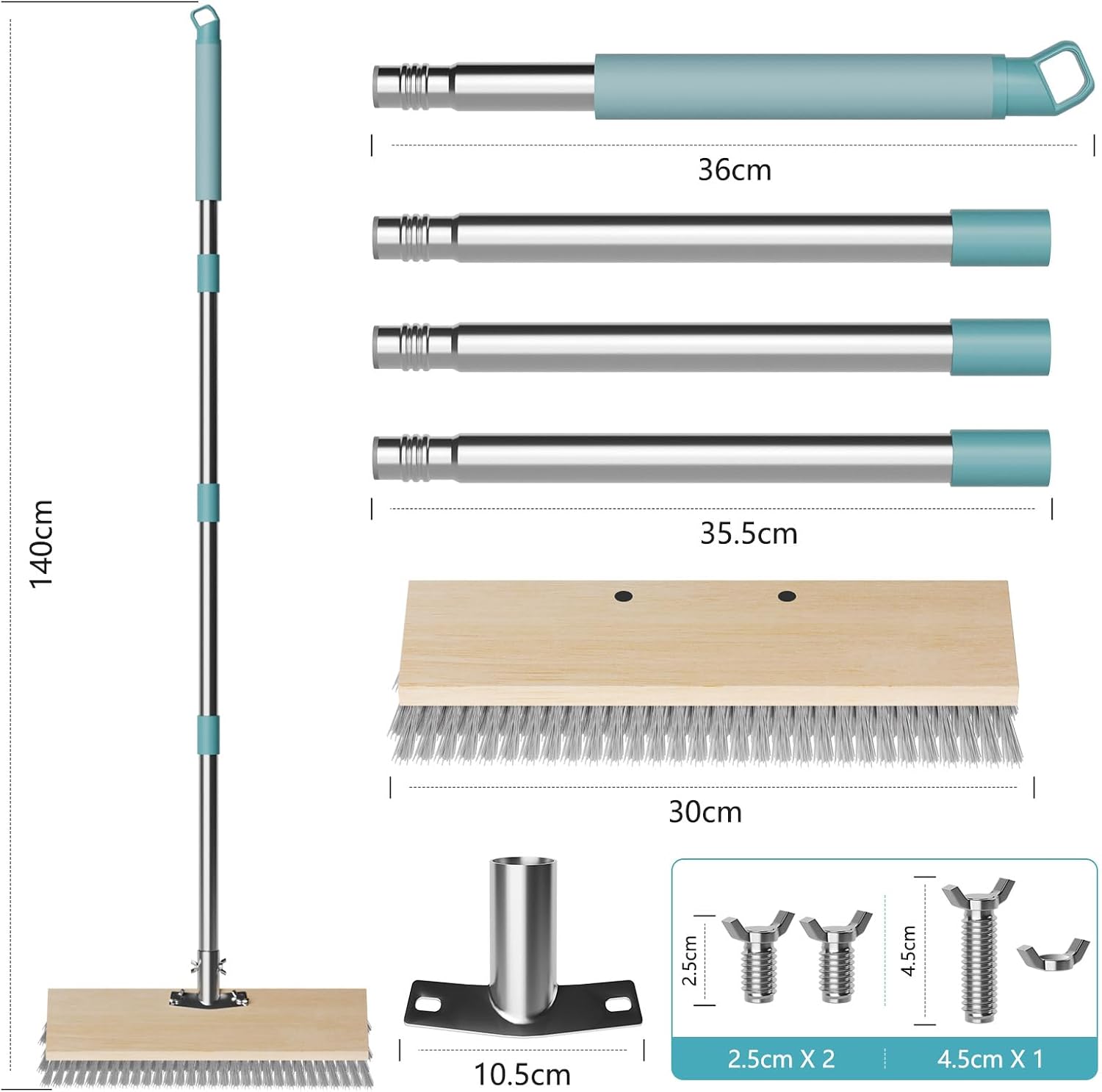 Detalle de InemzTal IT-10305041-30CM-FBA metalen schrobborstel, 30 cm breed