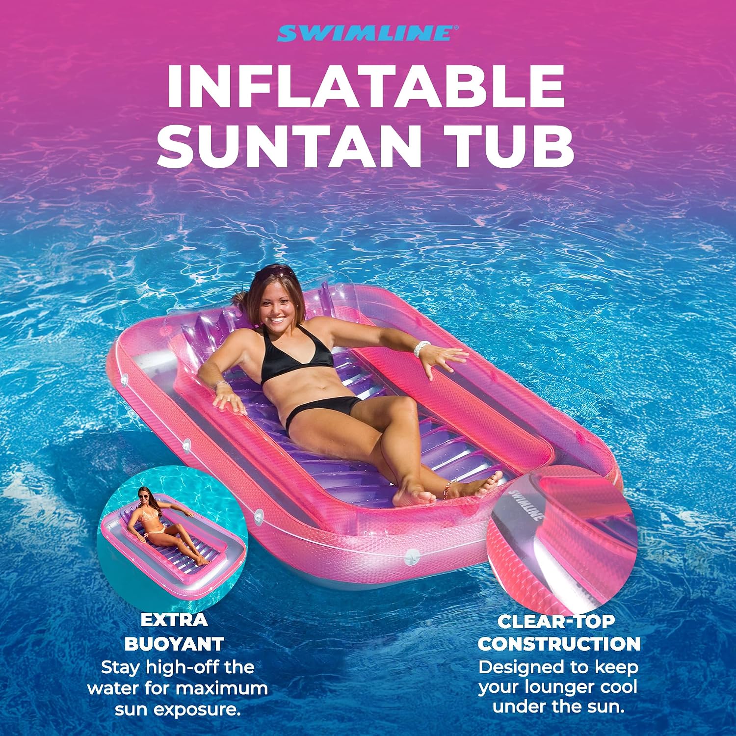 Detalle de SWIMLINE Original Suntan Tub Series Classic Inflatable Tanning Float