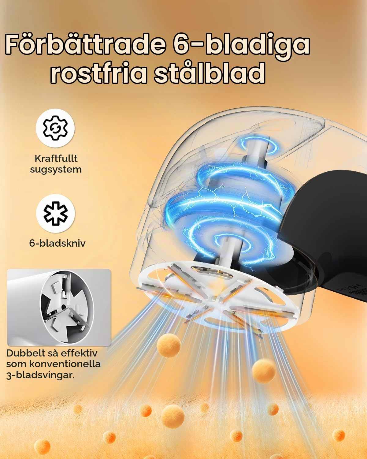 Thumbnail 2 de Homtronics DEHLR2B noppborttagare med 6 blad och 3 hastighetslägen