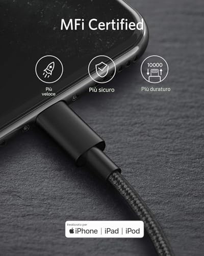 Detalle de Anker Cavo USB‑C a Lightning 1m Nylon MFi con ricarica rapida