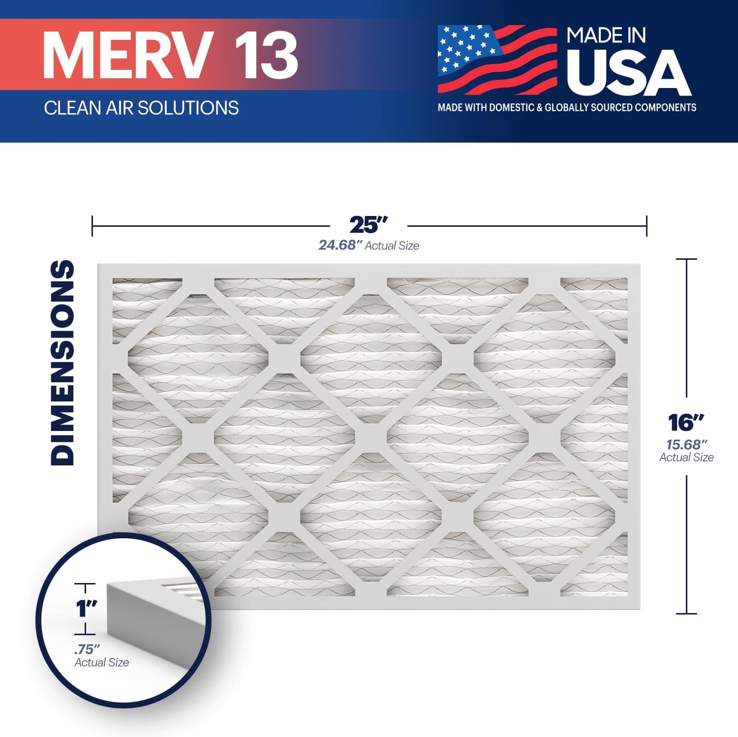 Detalle 2 de BNX MERV 13 16x25x1 HVAC filter ๐