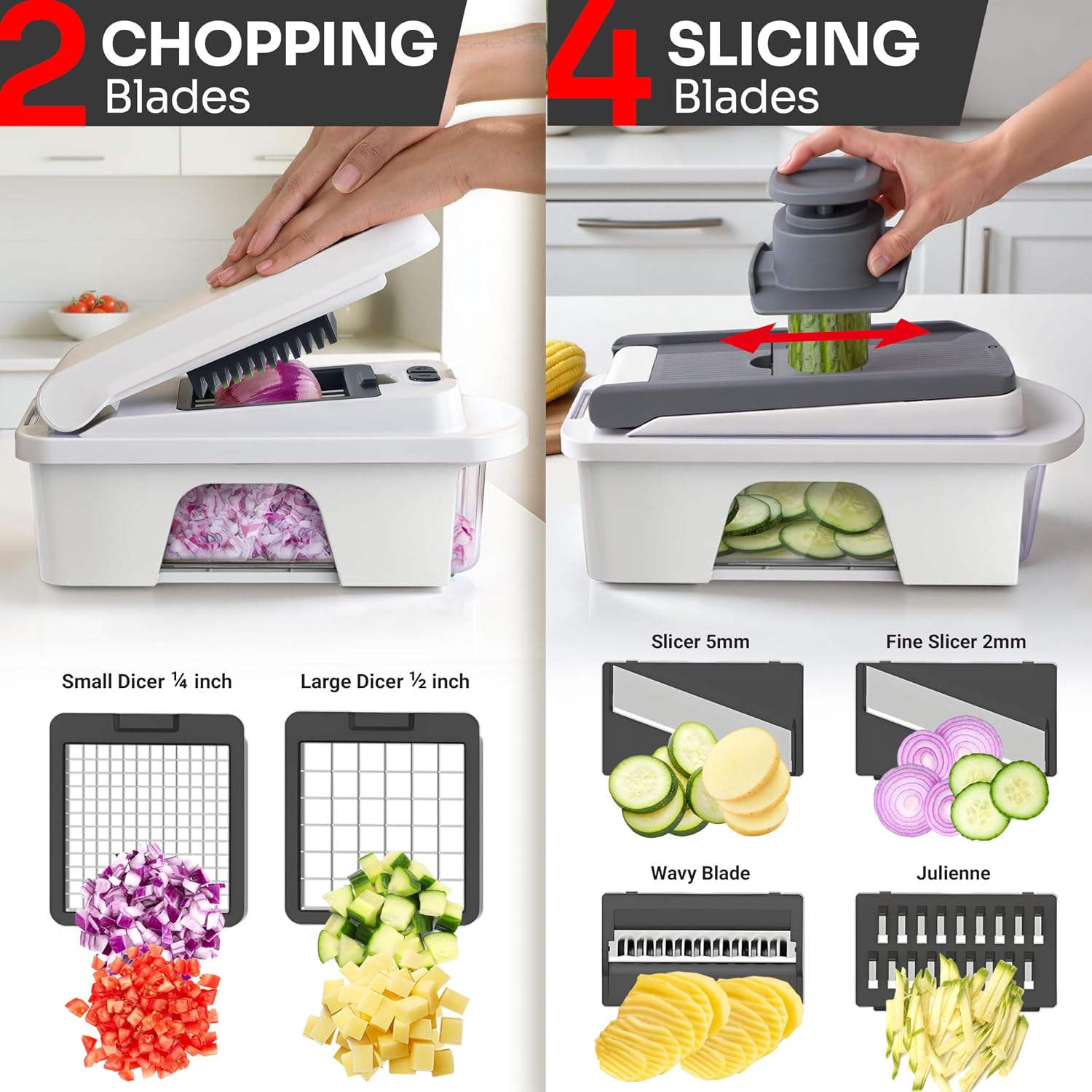 Detalle 2 de Mueller Pro-Series 12-Blade Mandoline Slicer, Chopper & Spiralizer