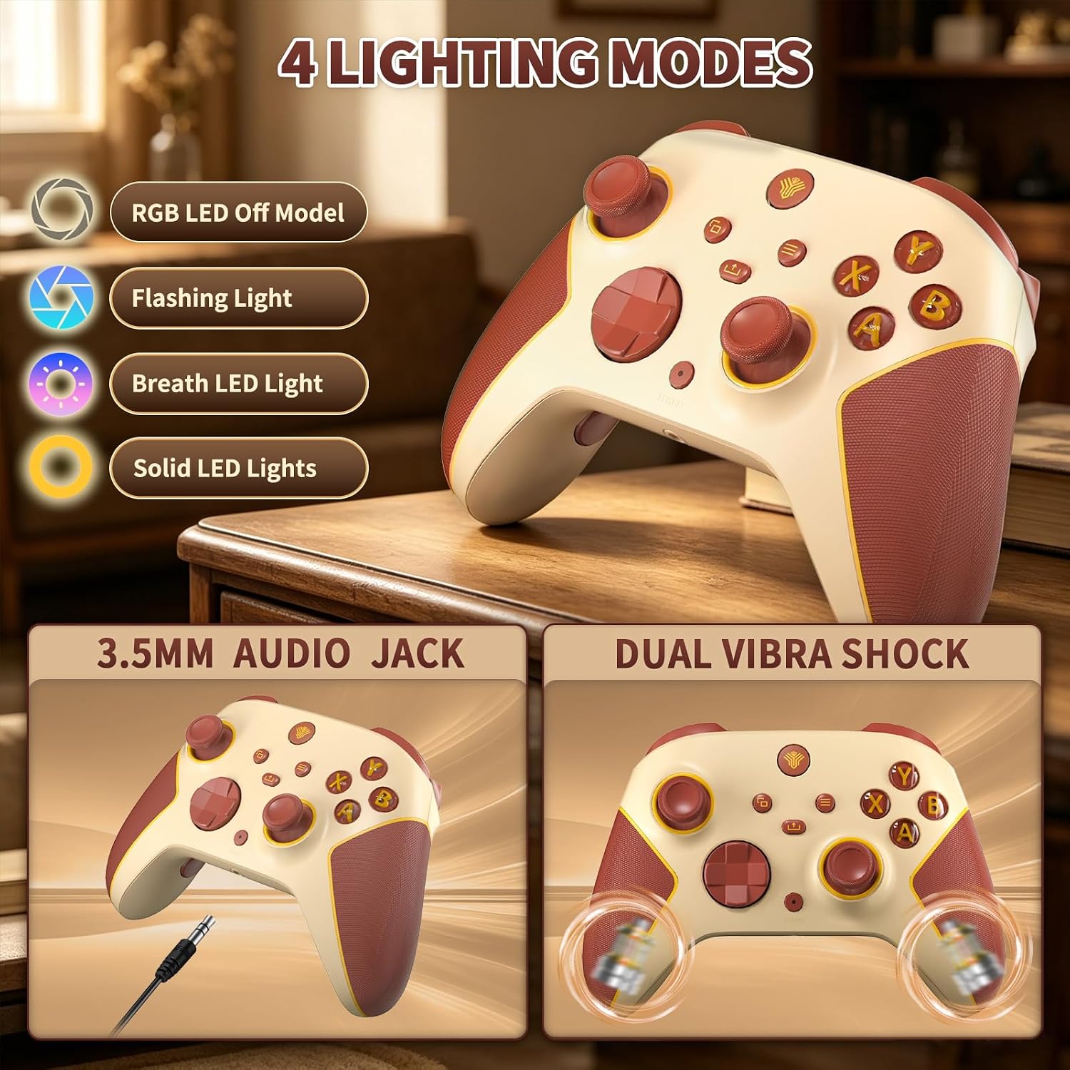 Thumbnail 1 de SZYUYU 2.4GHz Wireless Xbox Controller, Hall Effect Sticks, RGB, Beige