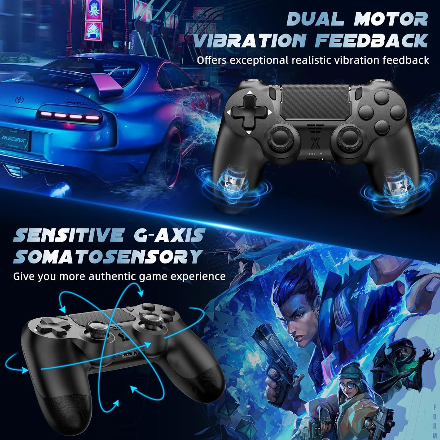 Thumbnail 1 de Glitfix Wireless Controller für PS-4 (Pro/Slim) – kabelloser Gamepad mit Touchpad, 3,5 mm Audio, Dual Vibration