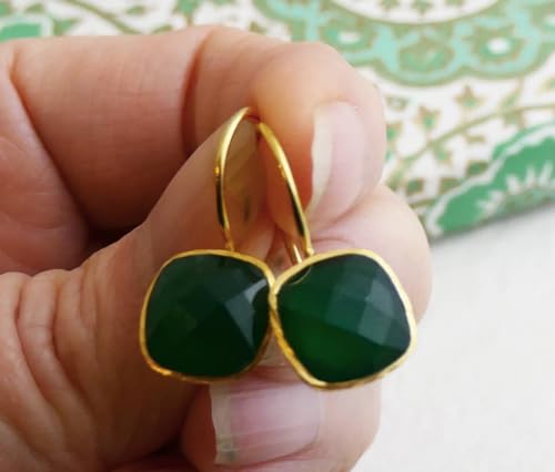 Thumbnail 6 de Grüne Onyx Ohrringe Gold Vergoldet 925 Silber von Sophia Rose Jewellery – handgefertigt