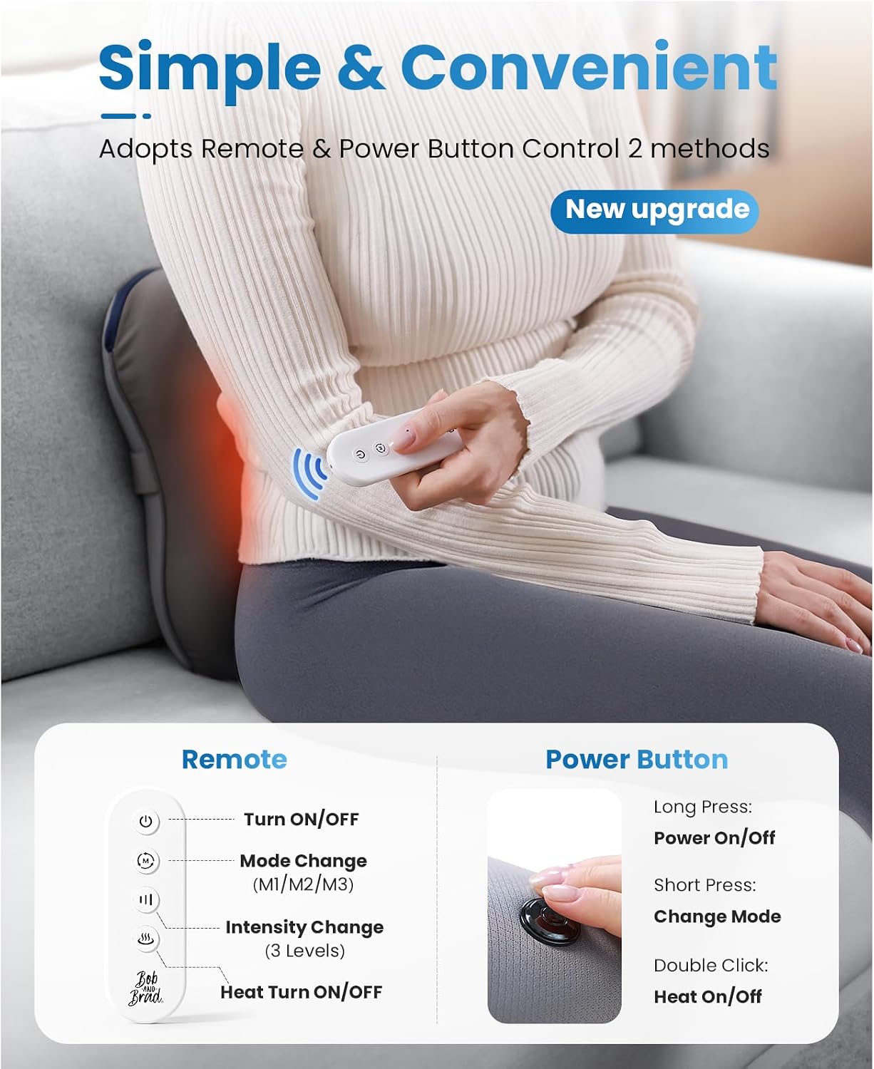 Detalle 2 de BOB AND BRAD EZBack Plus back massager with heat and remote (3D shiatsu)