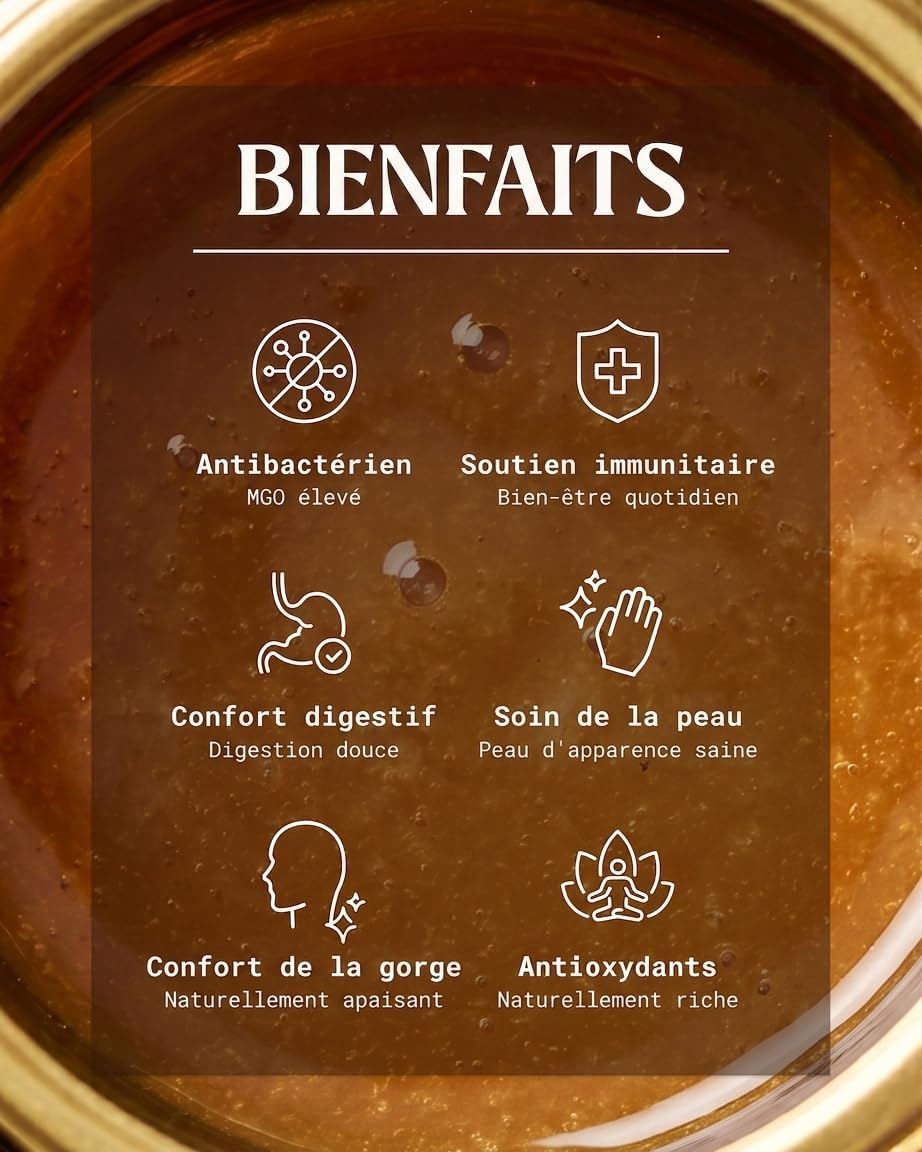 Detalle de NaturalePiù Miel de Manuka 800+ MGO, 500g – Brut et Bio de Nouvelle-Zélande