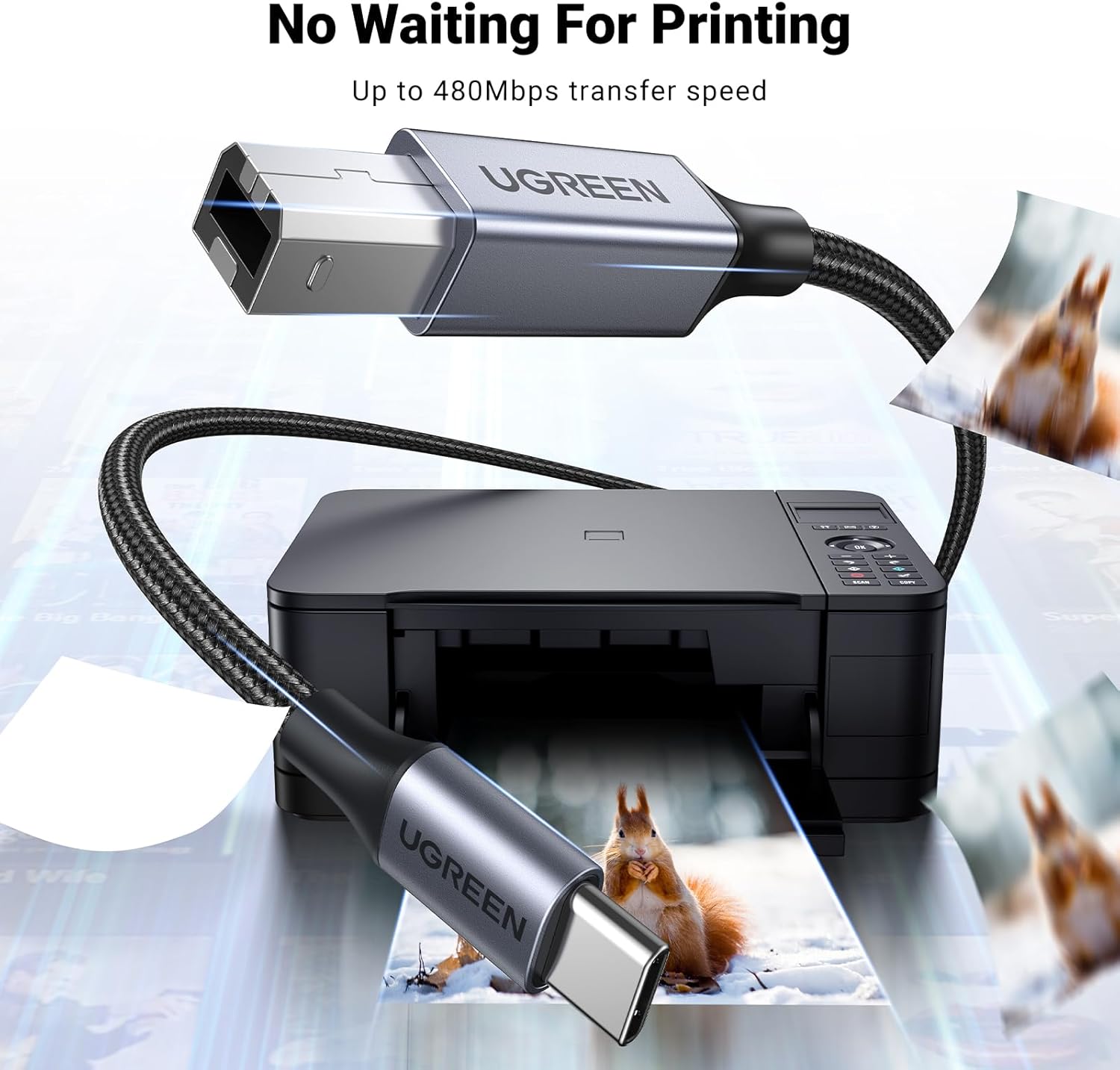 Thumbnail 1 de UGREEN USB B to USB‑C 1m printer cable