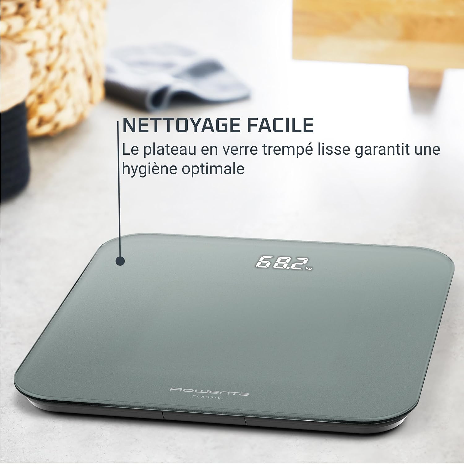 Detalle 2 de Rowenta Classic 2.0 BS1903V0 – Pèse-personne à grand écran invisible et capacité 180 kg