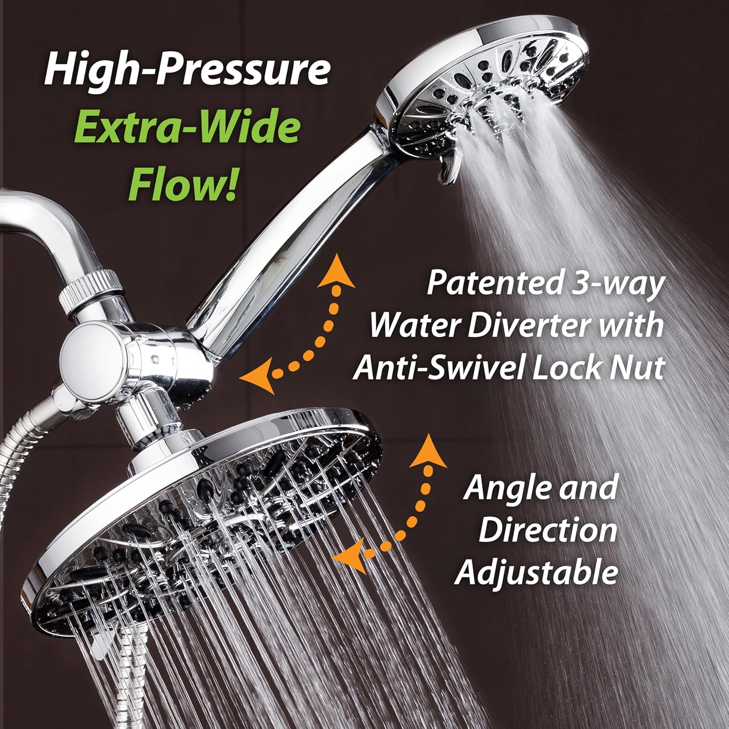 Thumbnail 3 de AquaDance 7" Premium High Pressure 3-Way Rainfall Combo (3328) with 6-Setting Hand Shower
