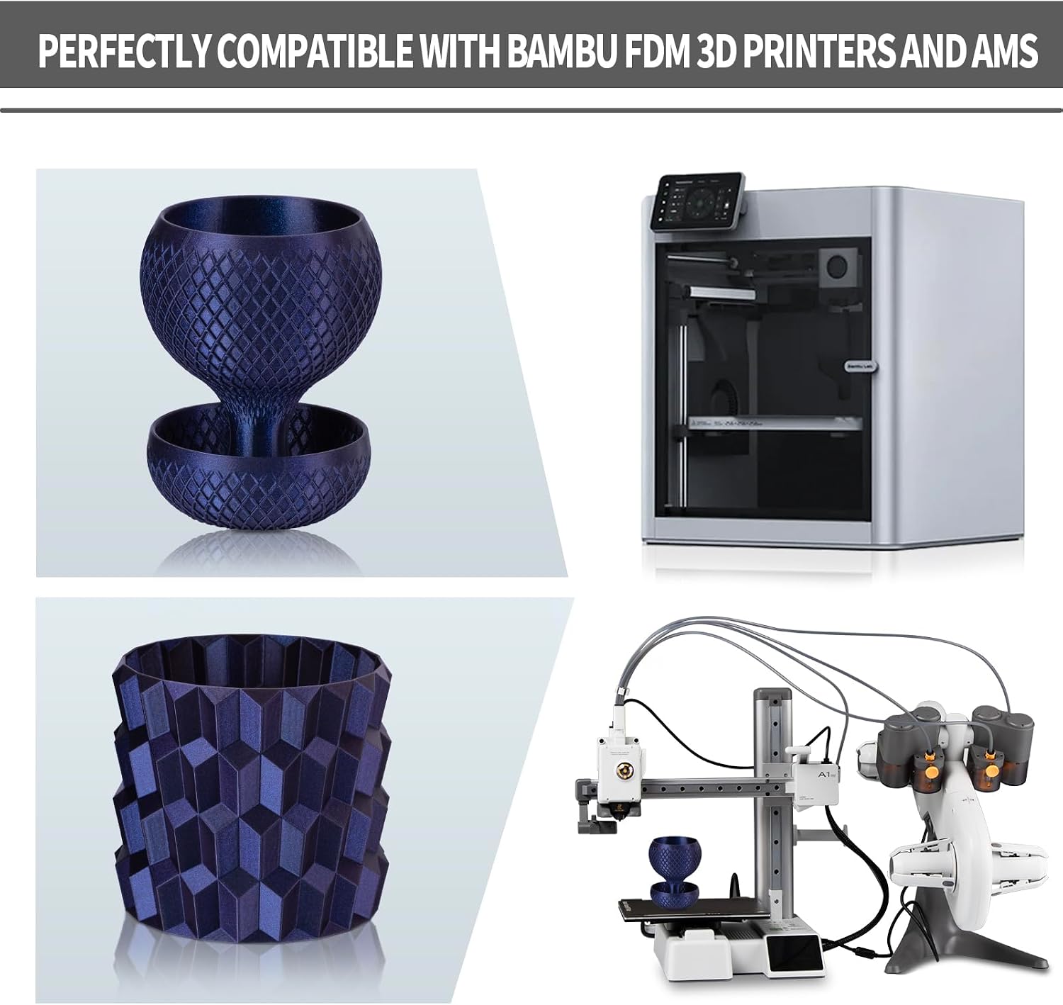 Detalle de TINMORRY PETG Filament 1,75 mm (Galaxy Jewel Blue) – 1 kg Spule für Bambu FDM-Drucker
