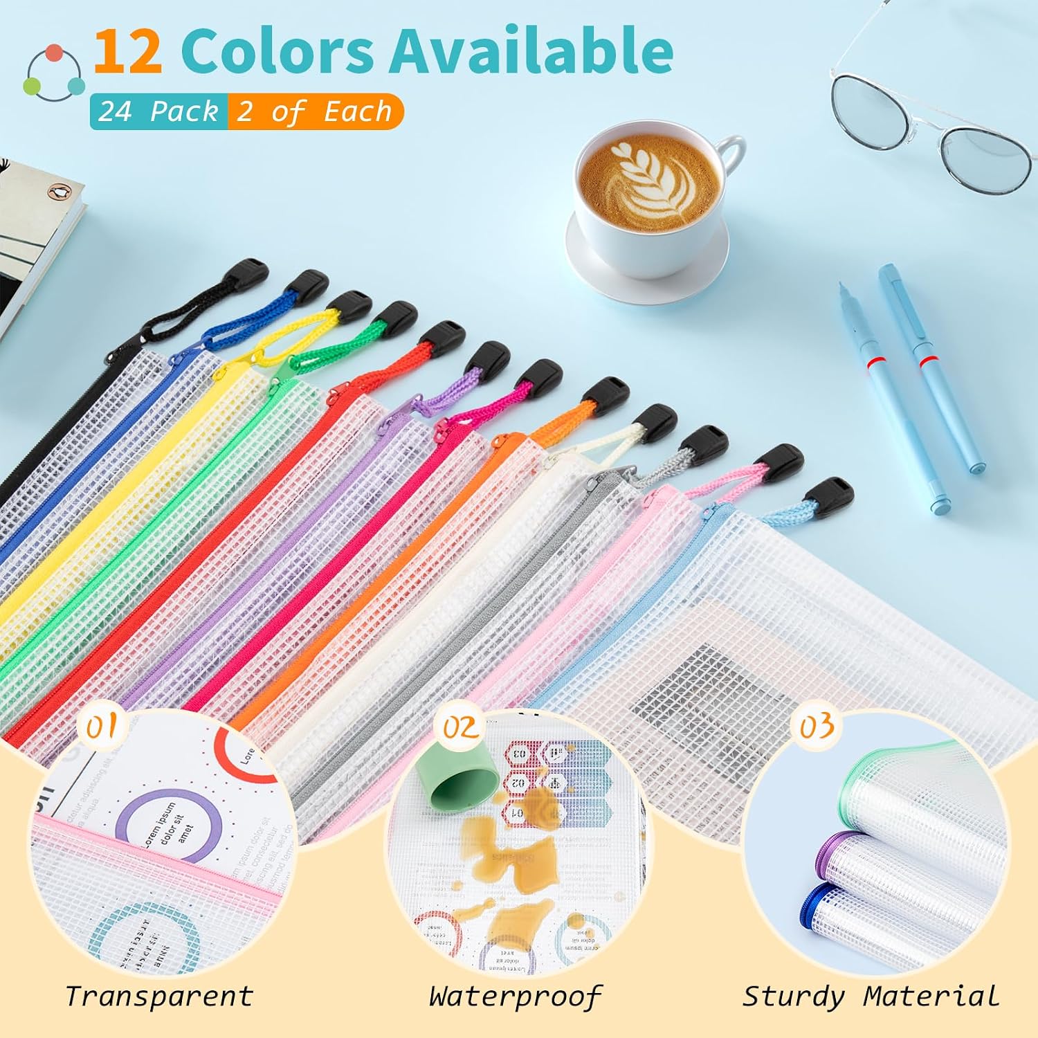 Detalle 2 de Umriox Mesh Zipper Pouches, 24-Pack