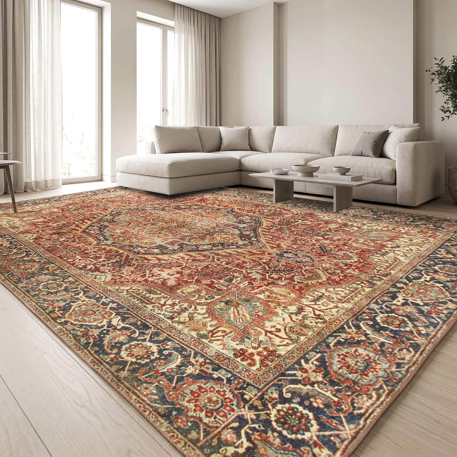 Thumbnail 3 de Aspire Homeware Rugs 240x320 cm: Traditional Cashmere-Style, Extra Large, Easy-Clean & Anti-Slip