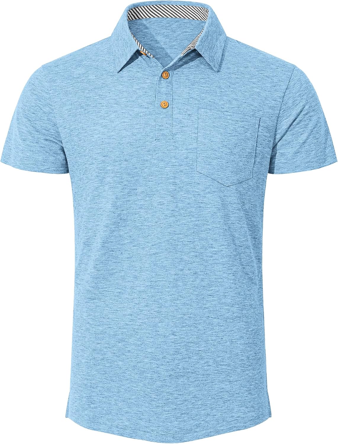 Detalle 2 de TARAINYA Polo Uomo Maniche Corte Cotone Estate – Tasca Petto, Collo a Righe, 95% Cotone 5% Elastano, Taglie M-4XL
