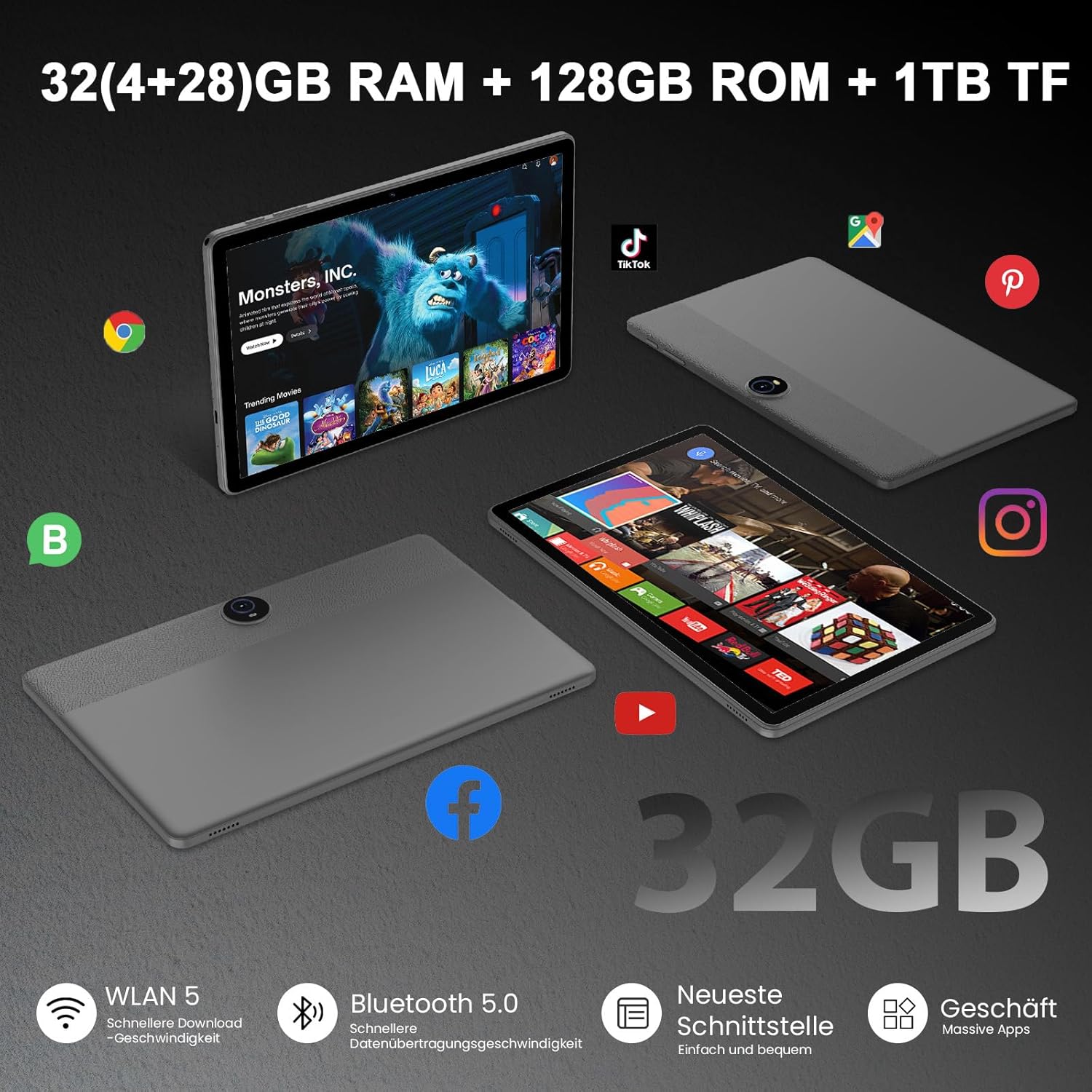 Thumbnail 1 de TUOHAITIME Android-Tablet (11 Zoll) mit Android 16, 8000-mAh-Akku, Tastaturhülle & Stift – 32+128 GB erweiterbar