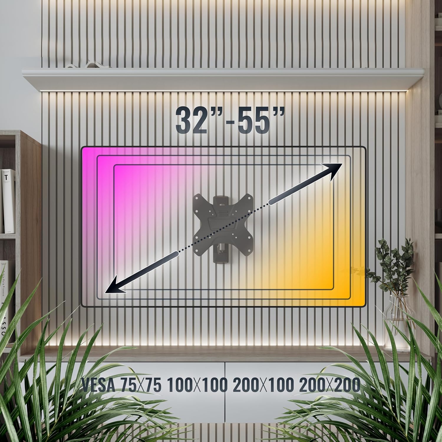 Thumbnail 4 de Support mural TV orientable RICOO Support Murale S3222 inclinable universel 30-55" (VESA 75x75 à 200x200)