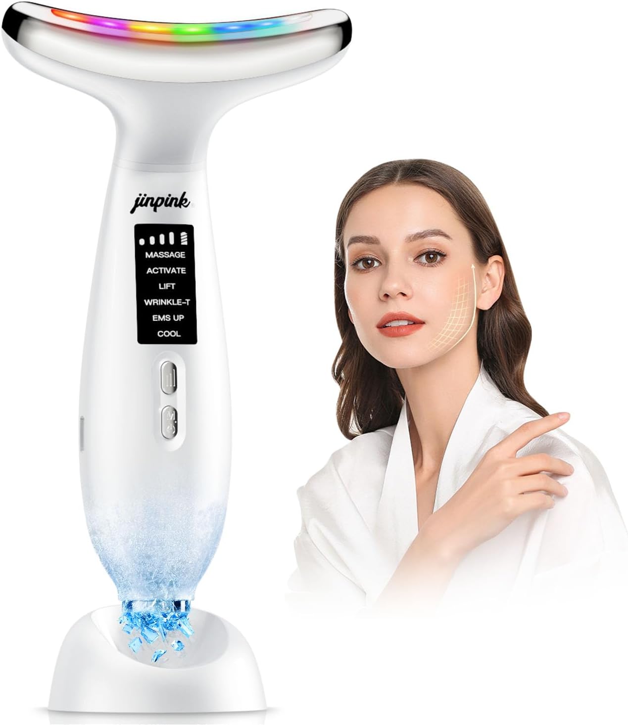 Detalle de jinpink Masajeador Facial Eléctrico 6 modos LED