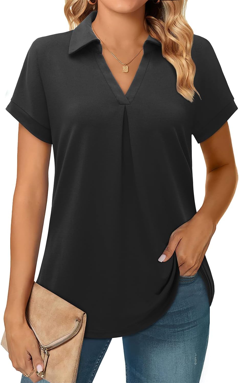 Thumbnail 1 de Siddhe Damen Bluse V-Ausschnitt 3/4 Ärmel Langarm Shirt