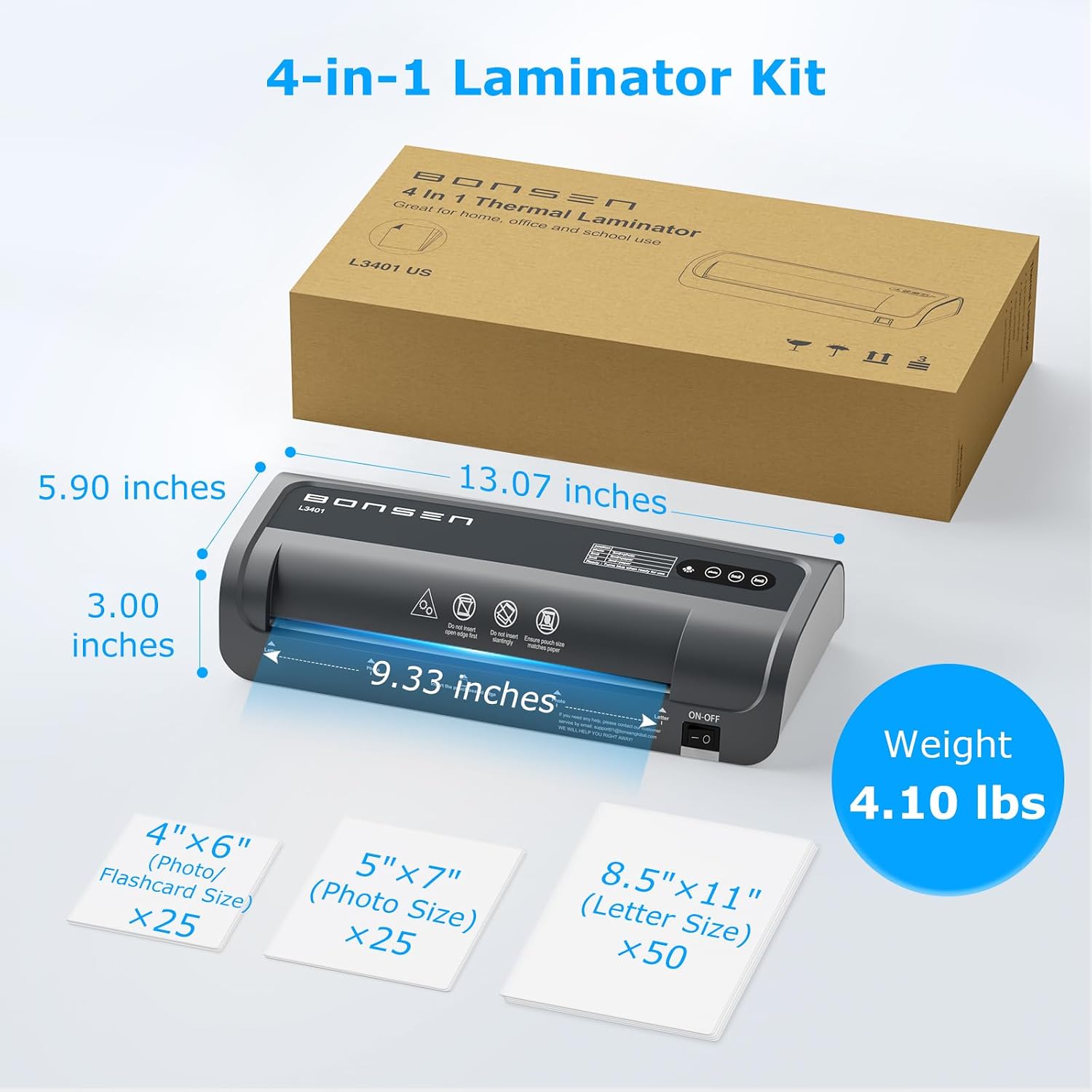 Detalle de BONSEN 9-Inch Thermal Laminator with 100 Pouches and 3 Heat Settings